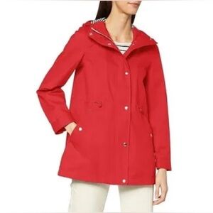 Joules Red Orange Shoreside Waterproof A-Line Rain Coat Jacket Size 10